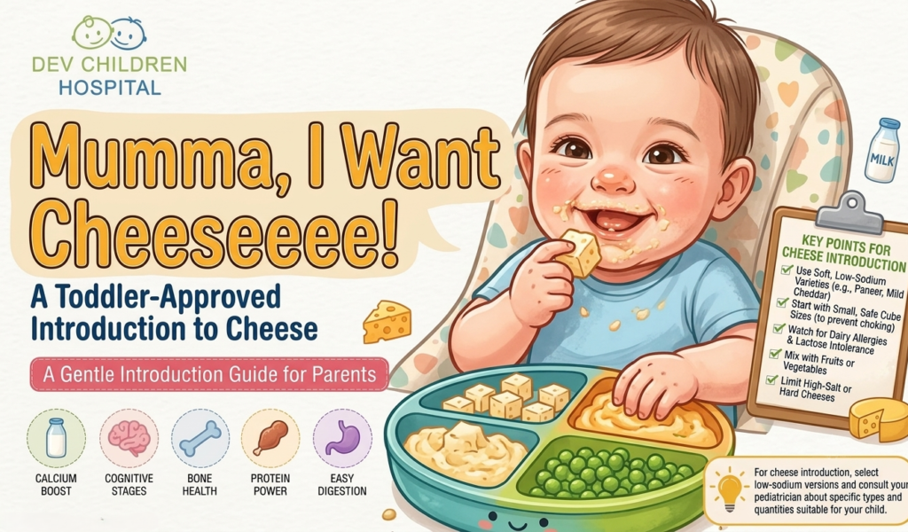 Baby having cheese